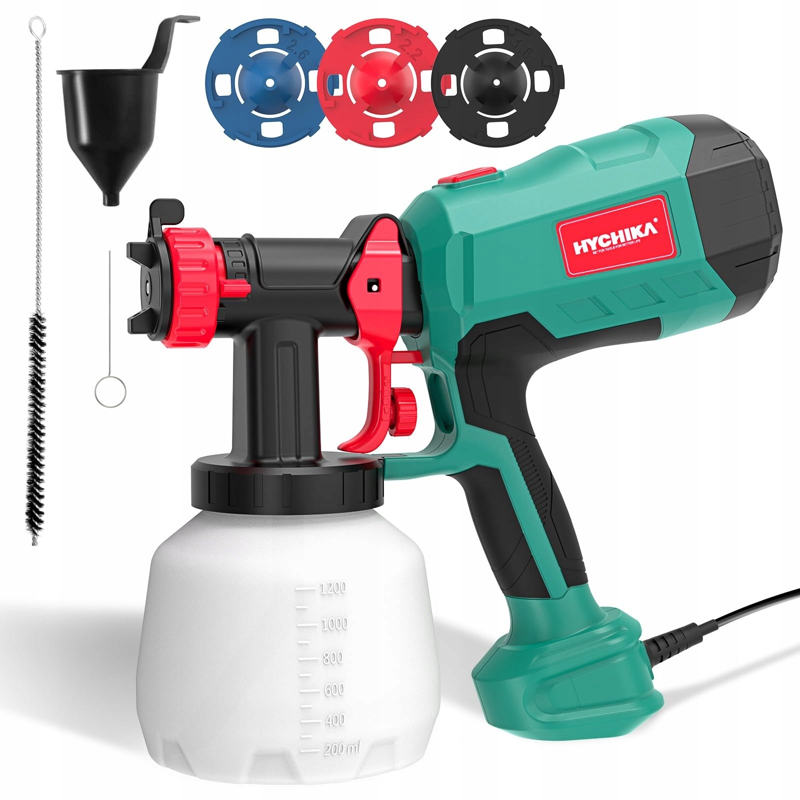 Hychika paint gun Hvlp 600W EP013 container 1200ml 3 nozzles