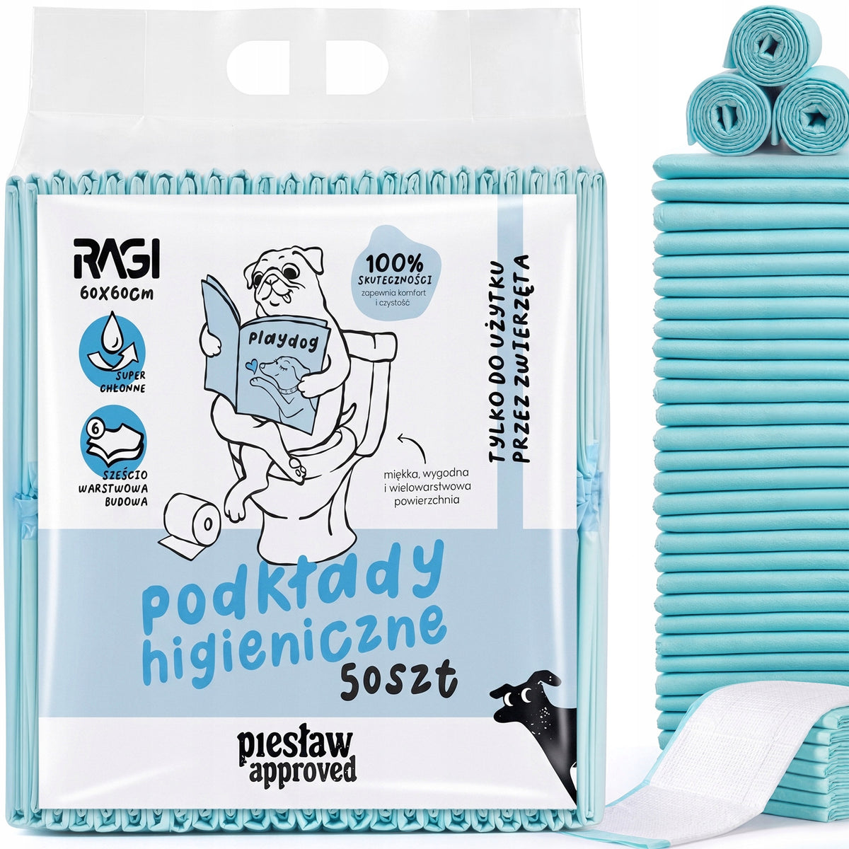 Hygienic Foundations for Dogs 60x60 50 pcs ABSORBENT Dog Mats for