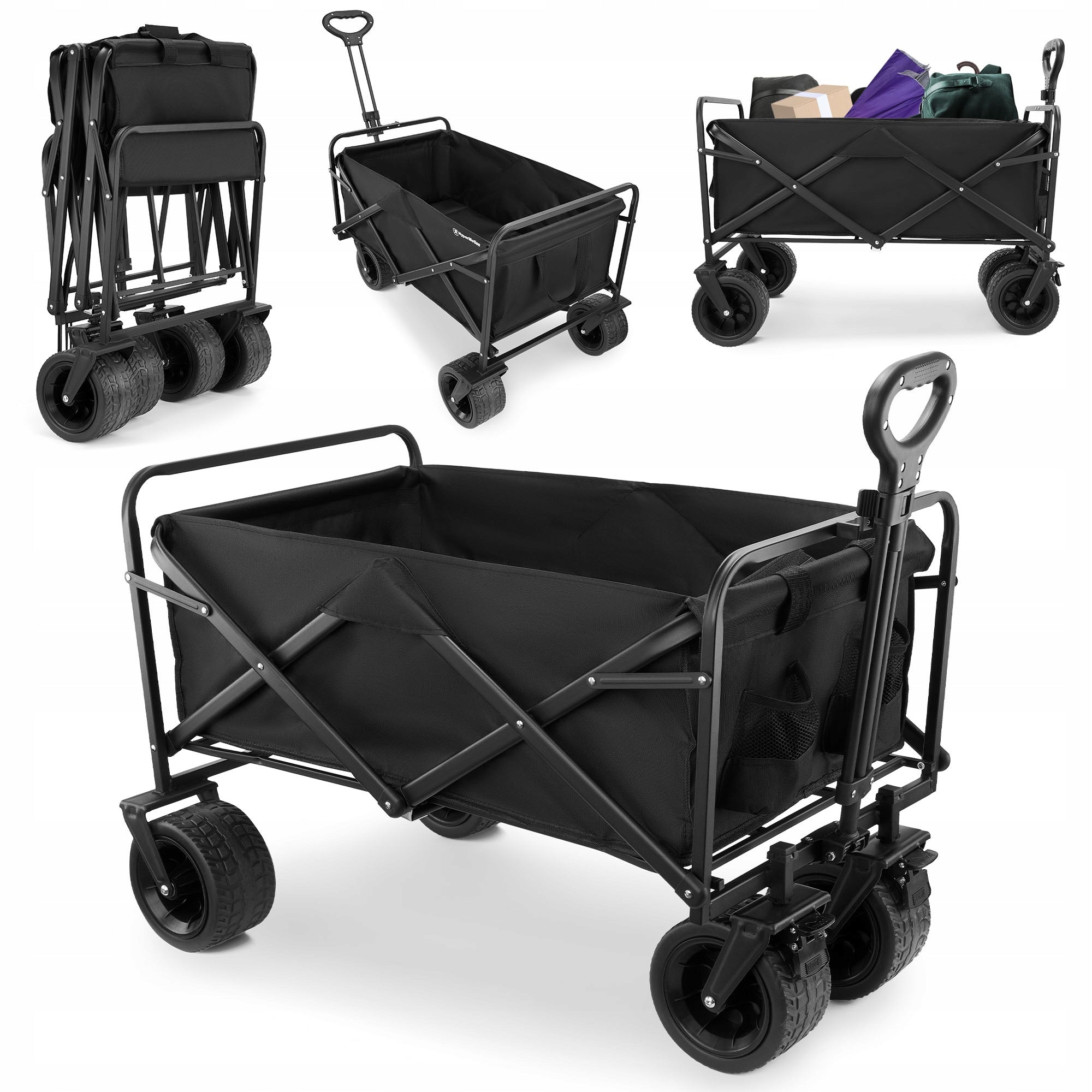 HyperMotion Folding Beach Hiking Cart - Black, 100L