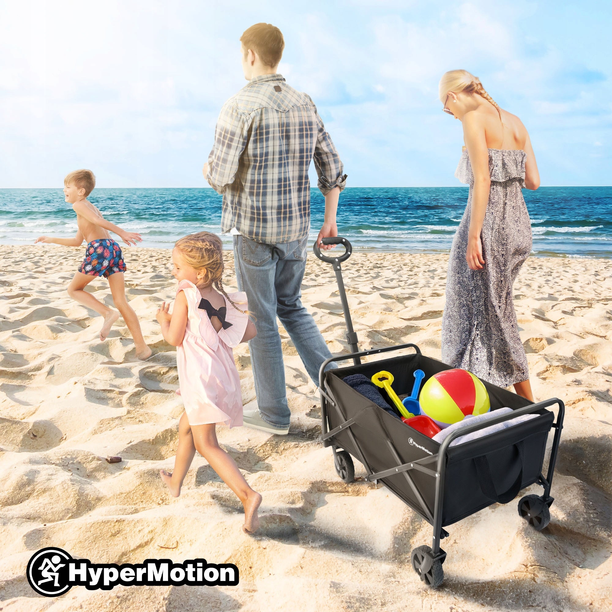 HyperMotion Folding Beach Hiking Cart - Black, 80 L Packaging status original