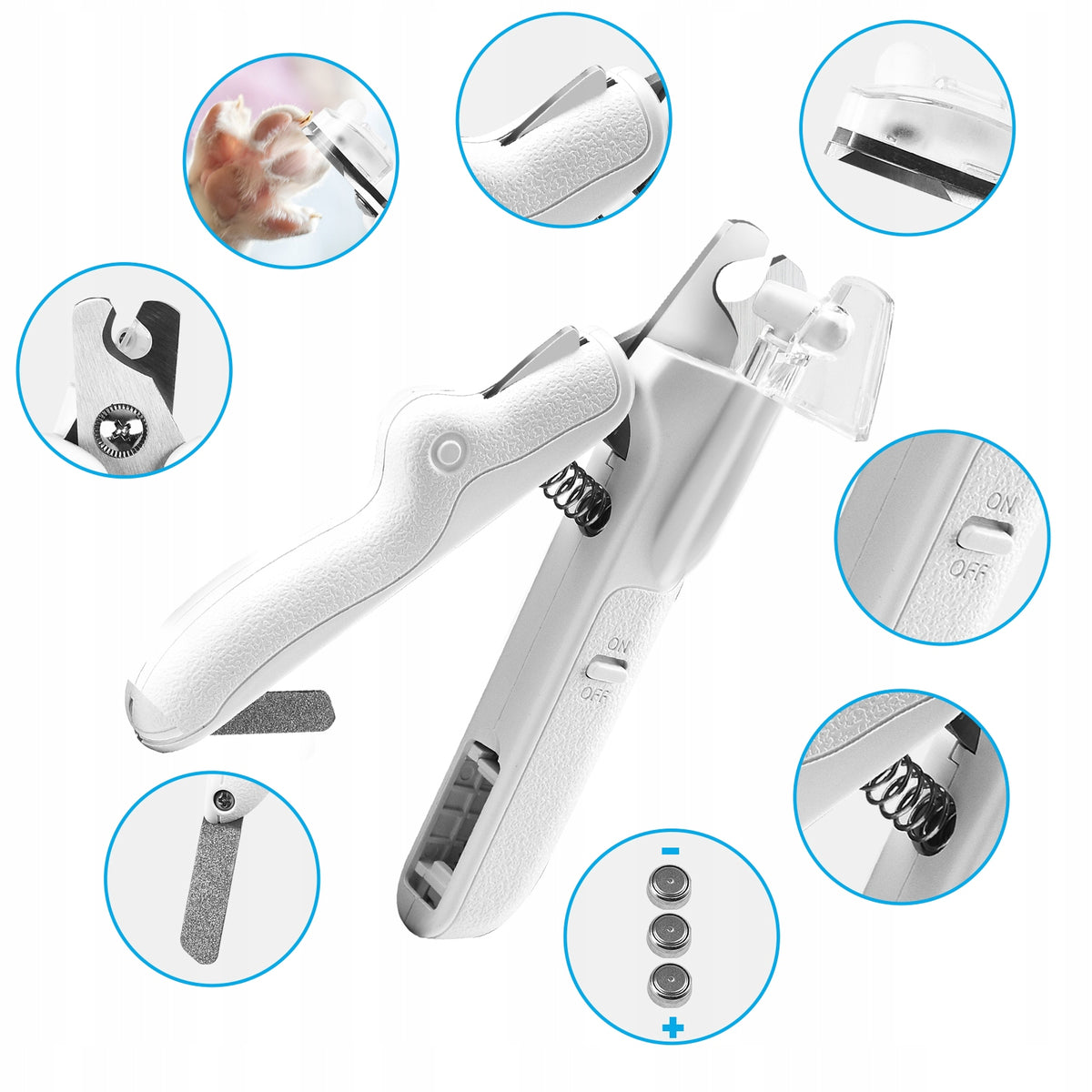 Hypoallergenic Dog Claw Clippers with LED and File Packaging status original