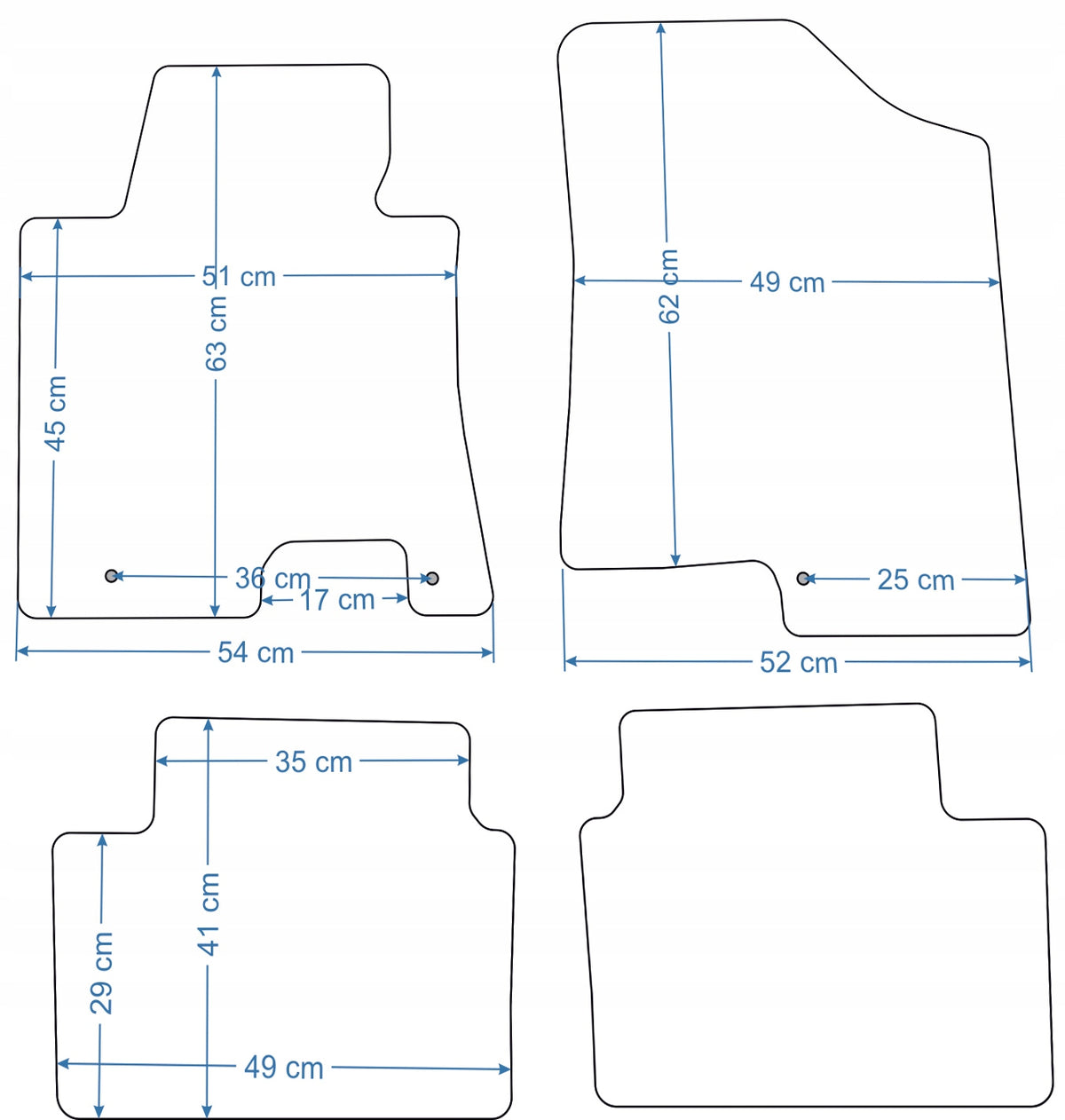 Hyundai i30/i30CW 2012-2017r. Black Velour Rugs - Economy. Manufacturer's catalog number se038