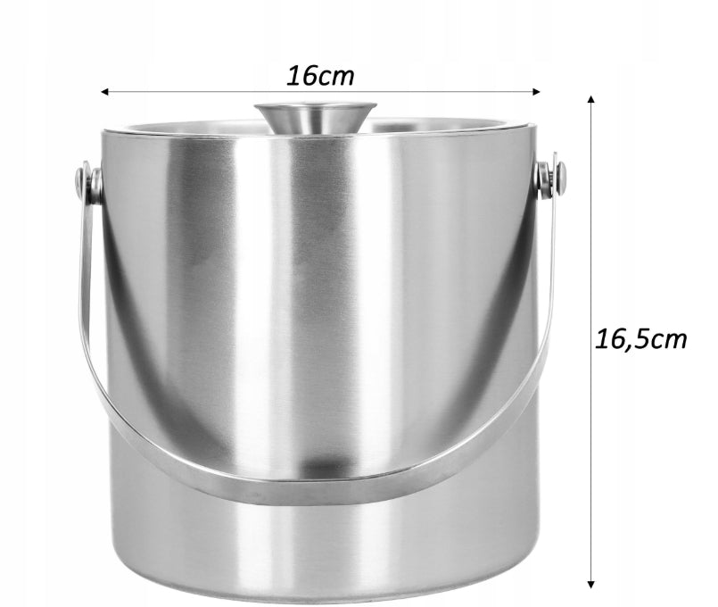 ICE BUCKET 2L Steel Container with Lid Ice Cube Tongs Manufacturer no brand