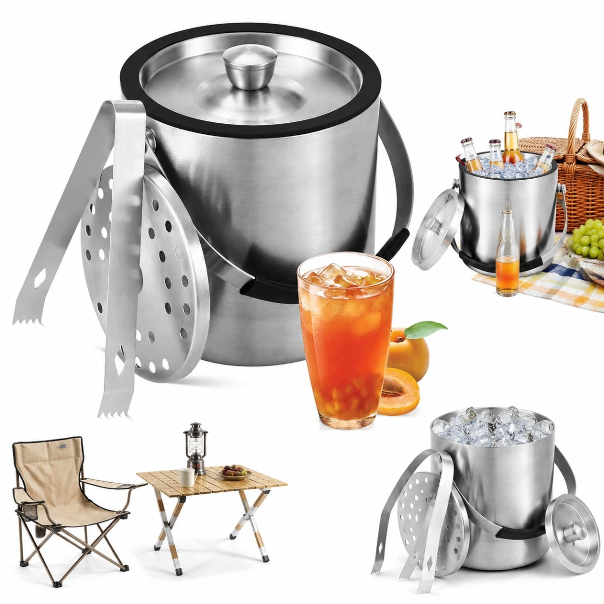 ICE BUCKET ICE CONTAINER + TACKY THERMAL STRAINER CONTAINER 2 L