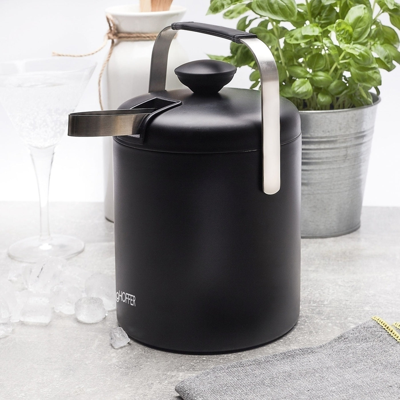 ICE BUCKET with PLIERS Container BLACK KonigHOFFER Lugo 1,3 l Packaging status original