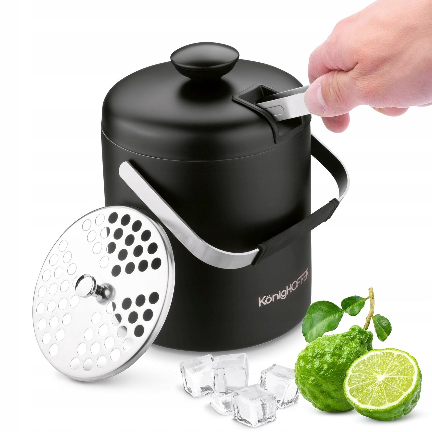 ICE BUCKET with PLIERS Container BLACK KonigHOFFER Lugo 1,3 l