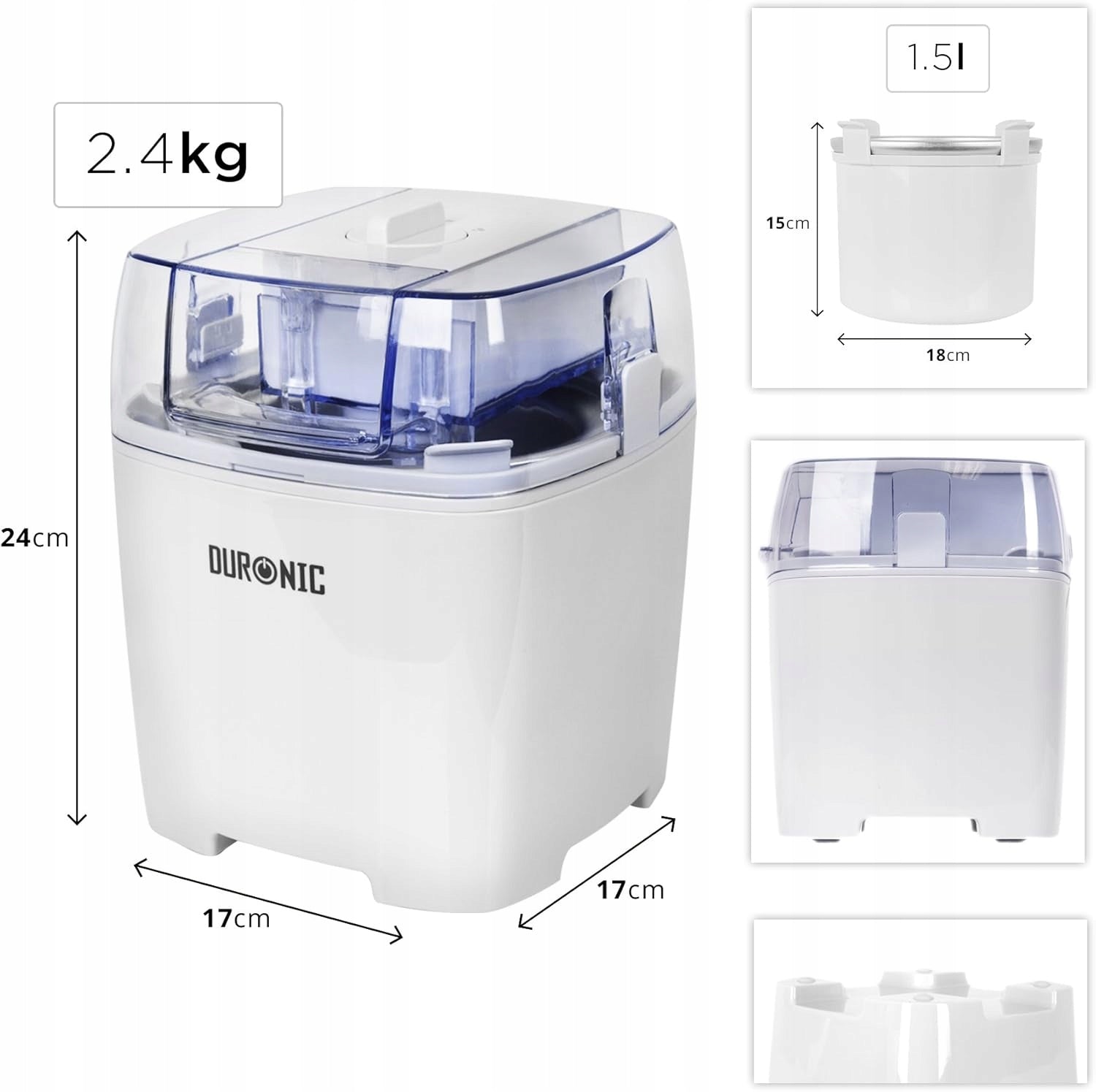 ICE CREAM MACHINE 1,5L AUTOMATIC SORBET FROZEN YOGURT 30MIN WITHOUT BPA Manufacturer code 5906663087639