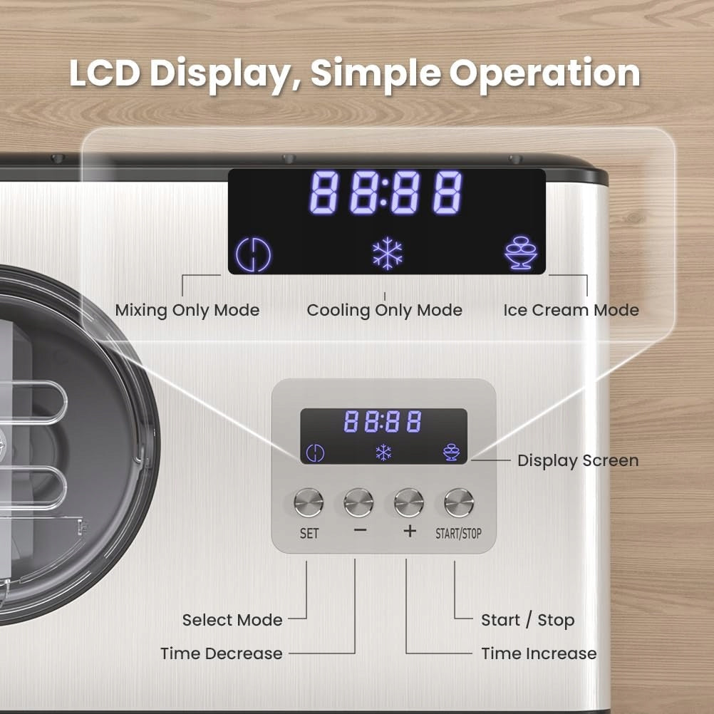 ICE CREAM MACHINE 2L WITH COMPRESSOR 150W 3 MODES GELATO SHAKE SORBETS EAN (GTIN) 6956212391679