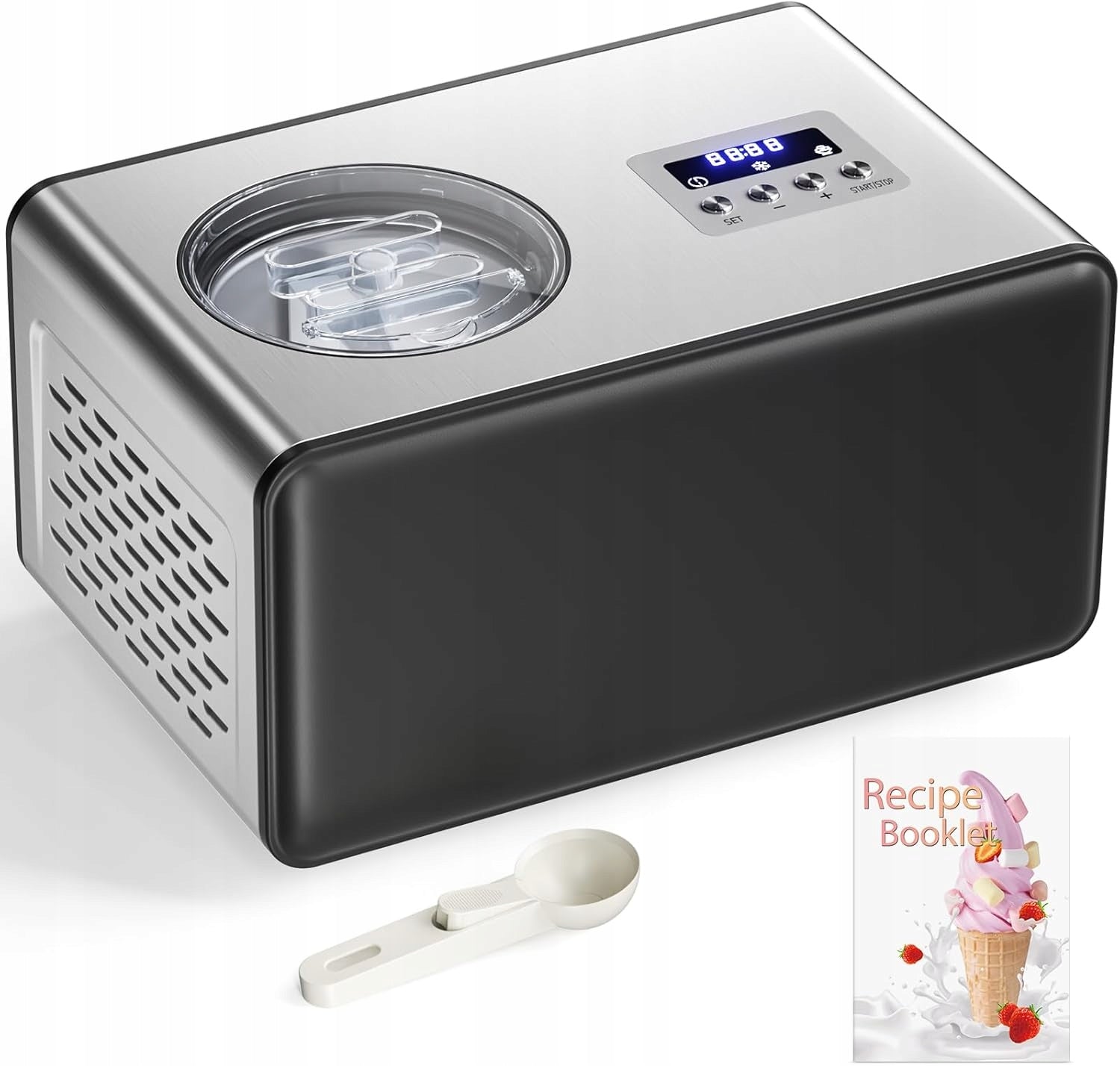 ICE CREAM MACHINE 2L WITH COMPRESSOR 150W 3 MODES GELATO SHAKE SORBETS