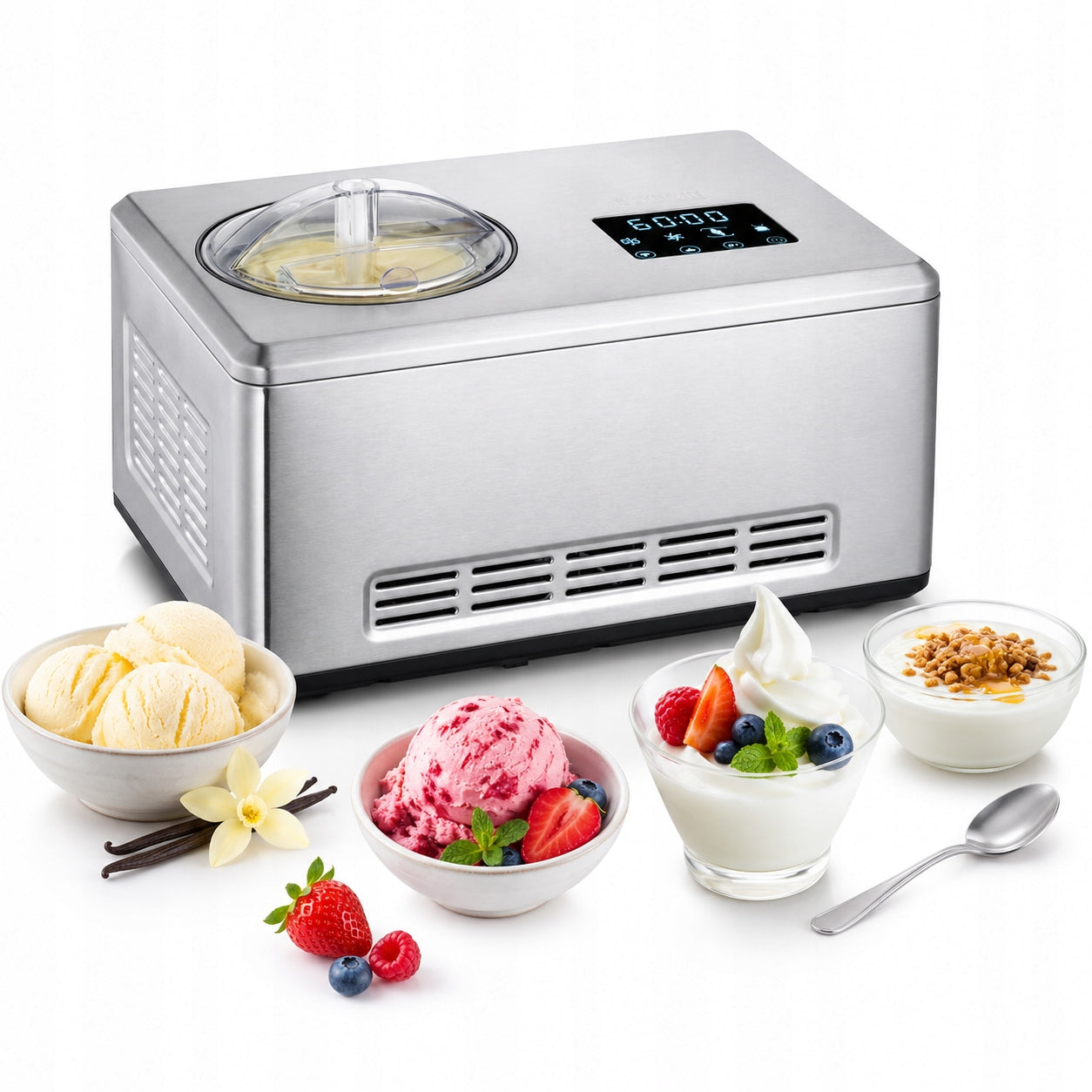 ICE CREAM MACHINE YOGURT MAKER 2IN1 2L 180W COMPRESSOR AUTO SEVERIN EZ7406