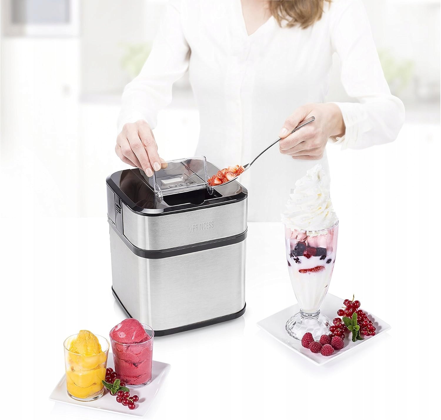 ICE CREAM MAKER PRINCESS 1,5L LCD HOMEMADE ICE CREAM YOGURT SORBET Packaging status original