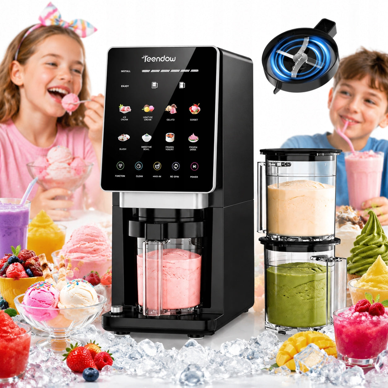 ICE CREAM MAKING MACHINE TEENDOW KF-2501U1 800W MULTIFUNCTION MODE 10 IN 1