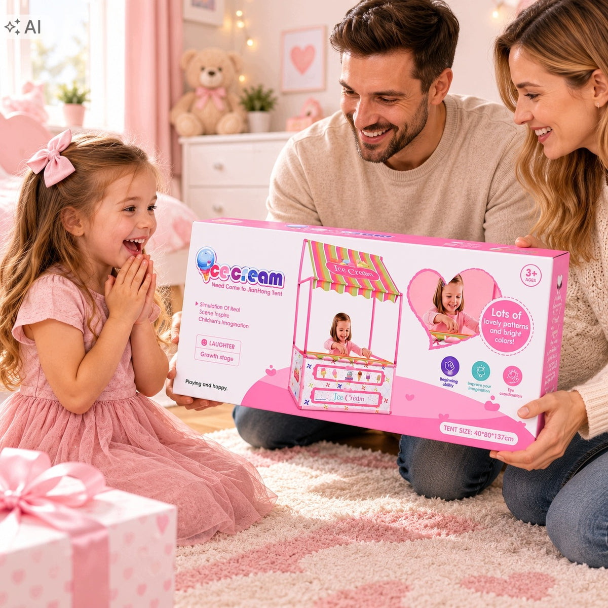 ICE CREAM PARLOR FOR CHILDREN SHOP ICE CREAM GIFT FOR 3 4 5 6 YEAR OLD CREATIVE SET Packaging status original