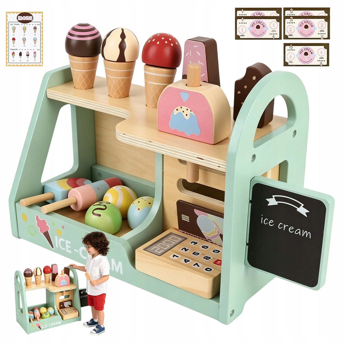 ICE CREAM SHOP WOODEN EDUCATIONAL TOY FOR KIDS ICE CREAM SHOP