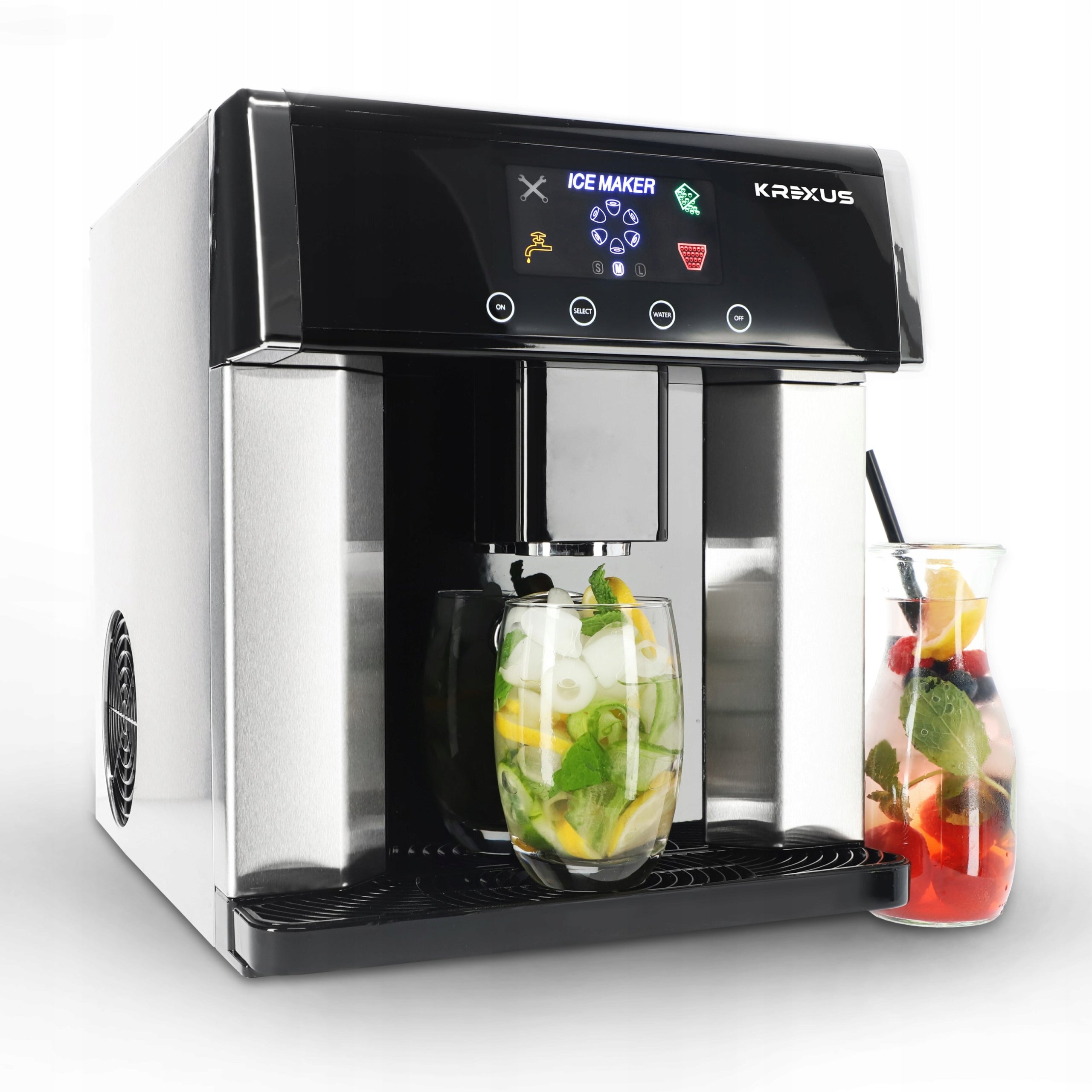 ICE MAKER 2IN1 WATER DISPENSER KREXUS 150W 15KG INOX LCD XXL Brand ICE CHEF