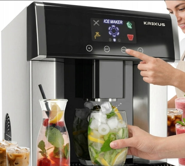 ICE MAKER 2IN1 WATER DISPENSER KREXUS 150W 15KG INOX LCD XXL