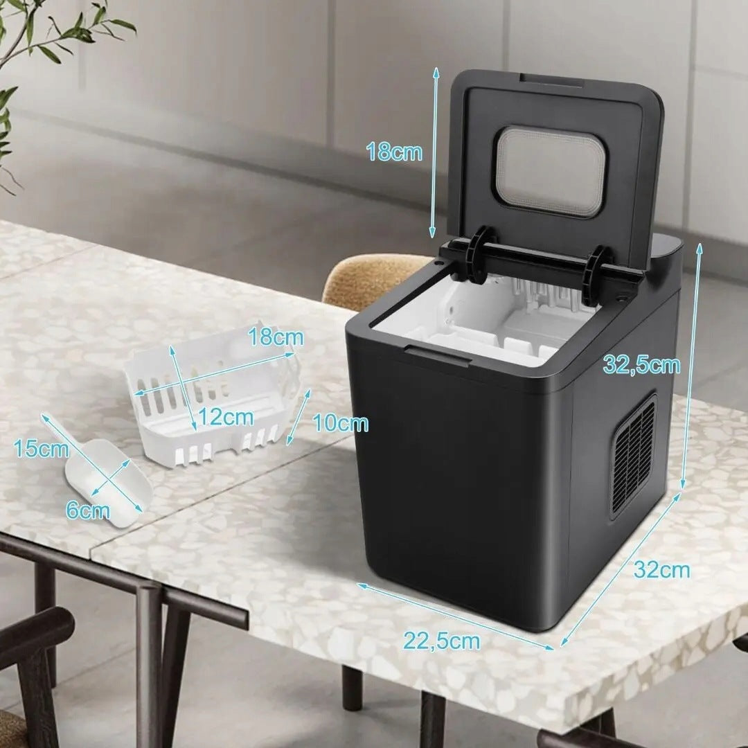 ICE MAKER COSTWAY 15KG/24H BLACK 1,5L 9 CUBES 6-13 MIN LCD FOR HOME BAR Brand no brand