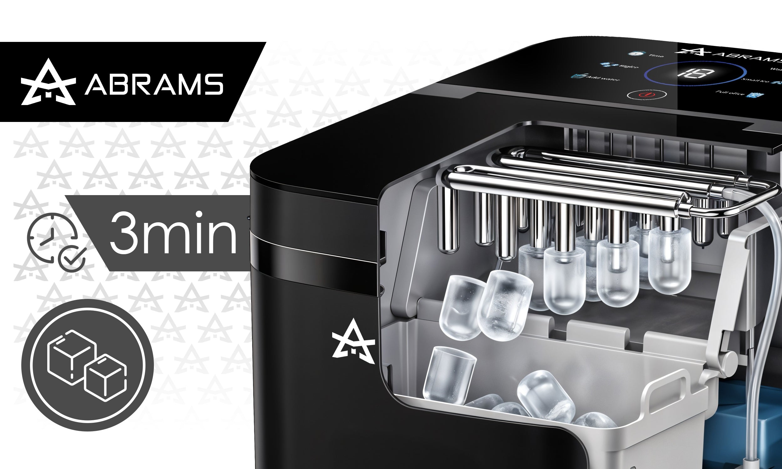 ICE MAKER CUBE MACHINE 12KG/24H QUIET FAST EFFICIENT + SPATULA Brand Abrams