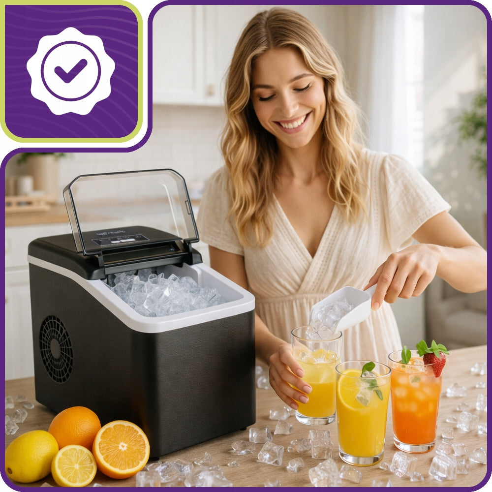 ICE MAKER EFFICIENT POWERFUL CUBE MACHINE 12KG/24H + SPATULA Manufacturer code maszyna do kostek lodu kostkarka cicha szybka