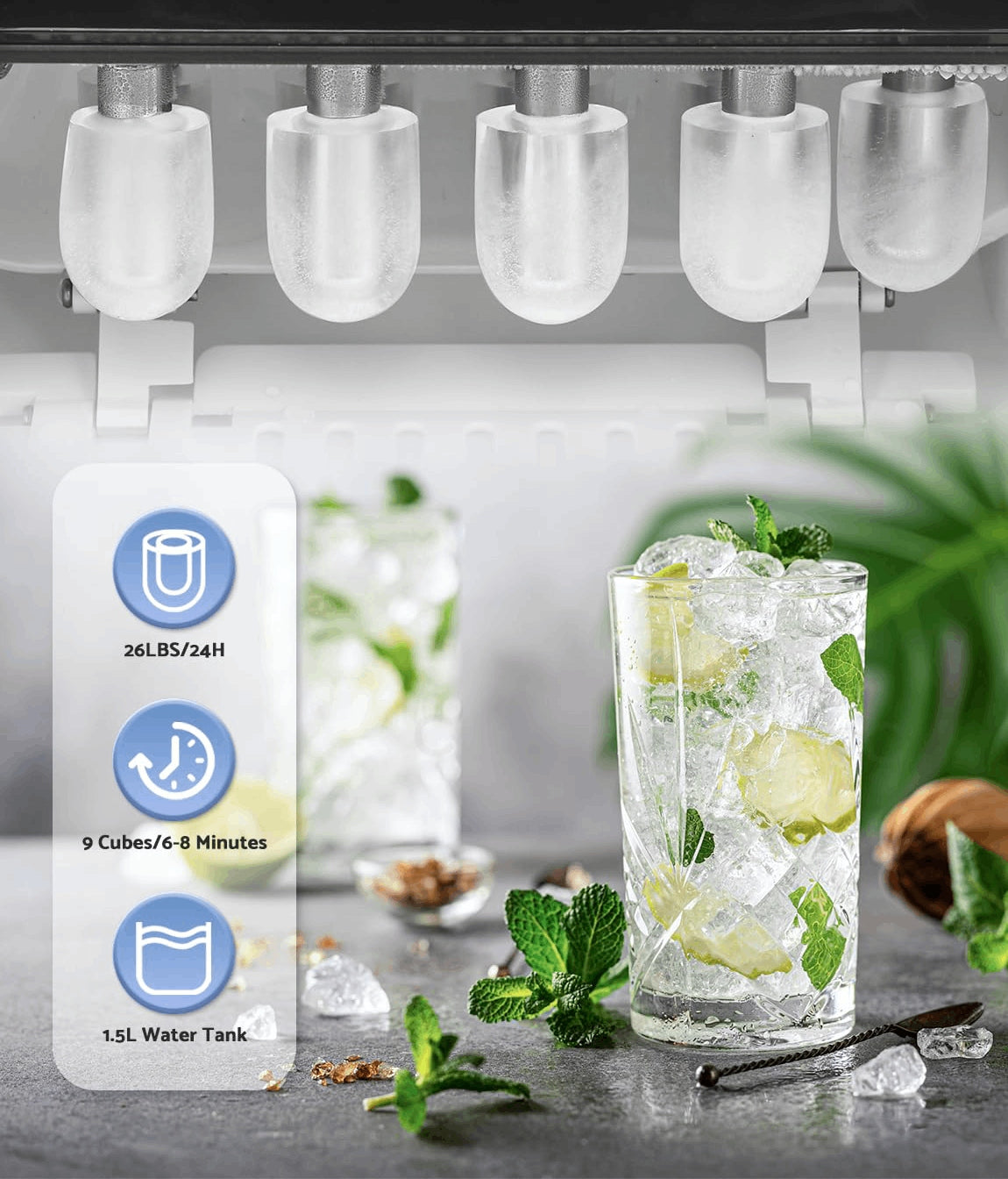 ICE MAKER Fooing WITH VIEWING WINDOW 2 CUBE SIZES 1,3 L EAN (GTIN) 5906476034462