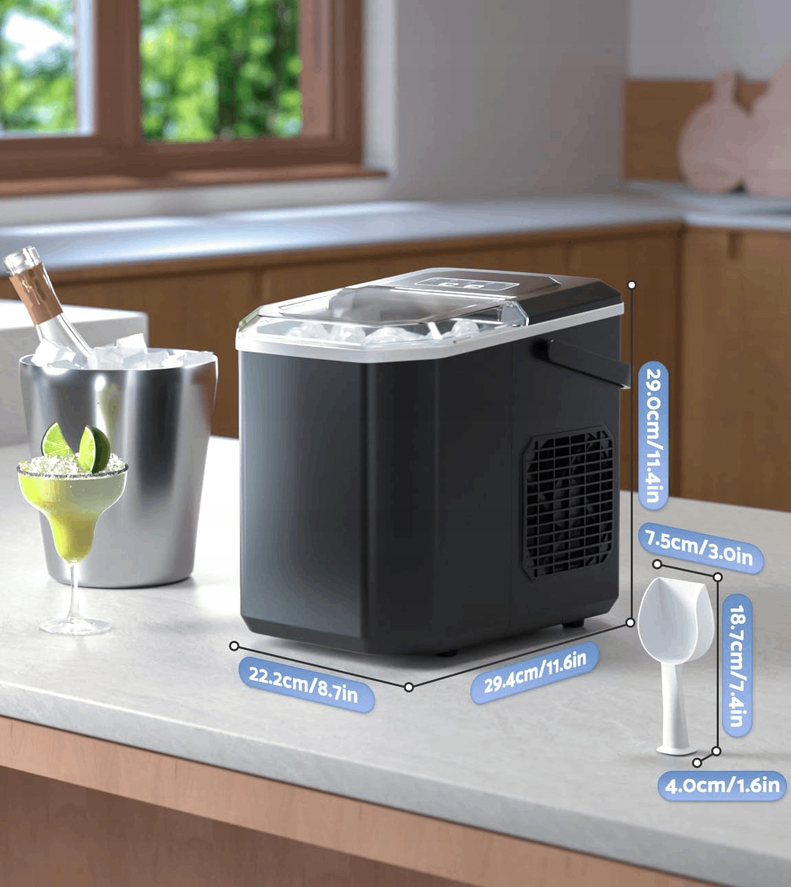 ICE MAKER Fooing WITH VIEWING WINDOW 2 CUBE SIZES 1,3 L Manufacturer code FOOING-G