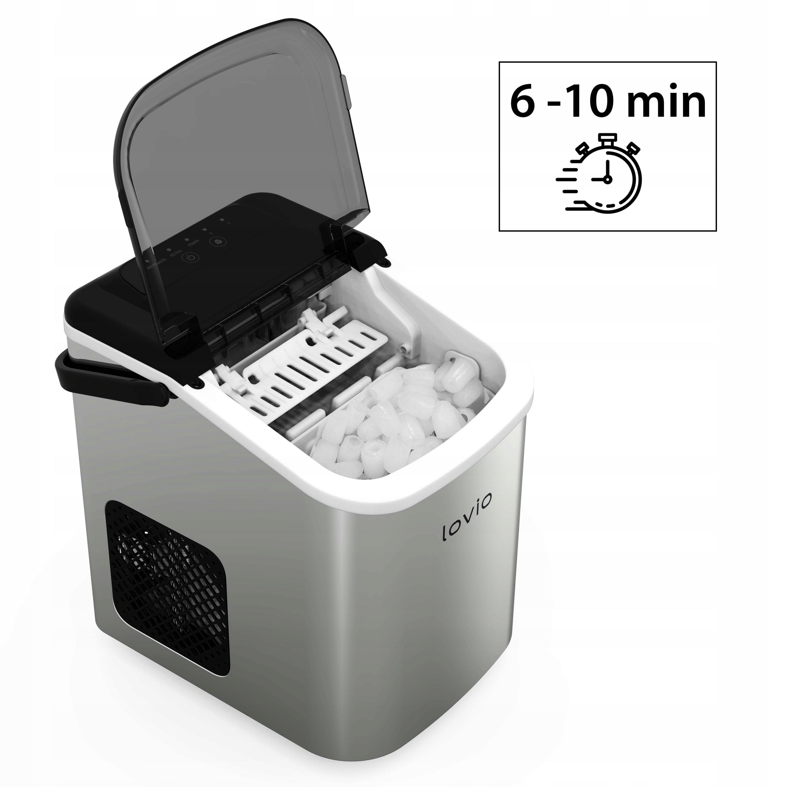 ICE MAKER LOVIO 10KG HOME PORTABLE QUIET EXPRESS ICE 24H Manufacturer code DOMOWA KOSTKARKA DO LODU CICHA LVIM001SL