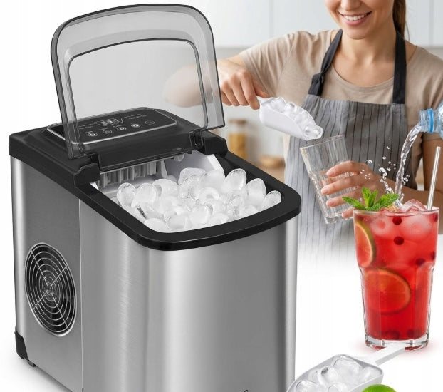ICE MAKER STRONG 160W AUTOMATIC 12KG/24H EBERG STEEL LED