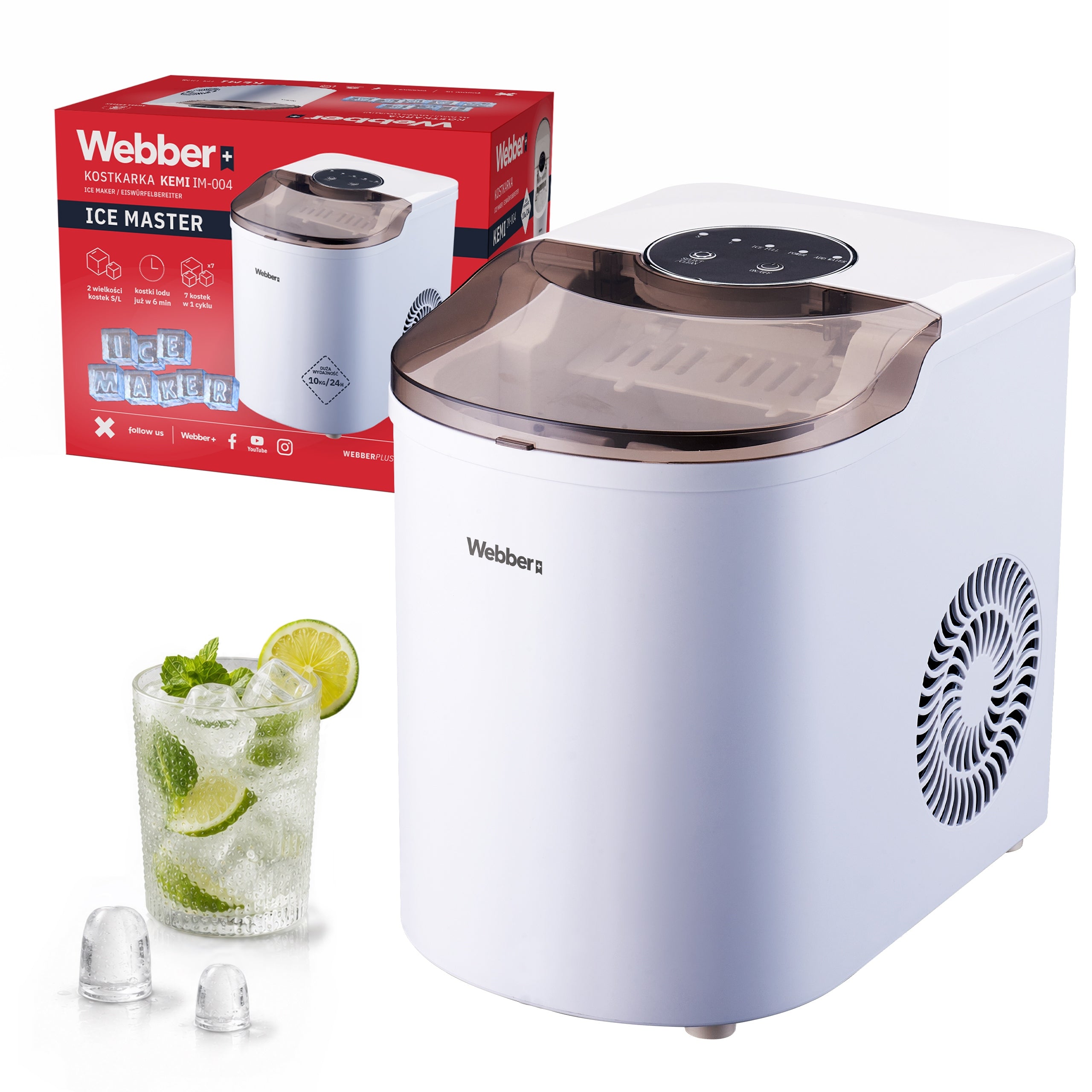 ICE MAKER WEBBER KEMI ICE MASTER 10KG/24H 165W 7 CUBES 2 SIZES