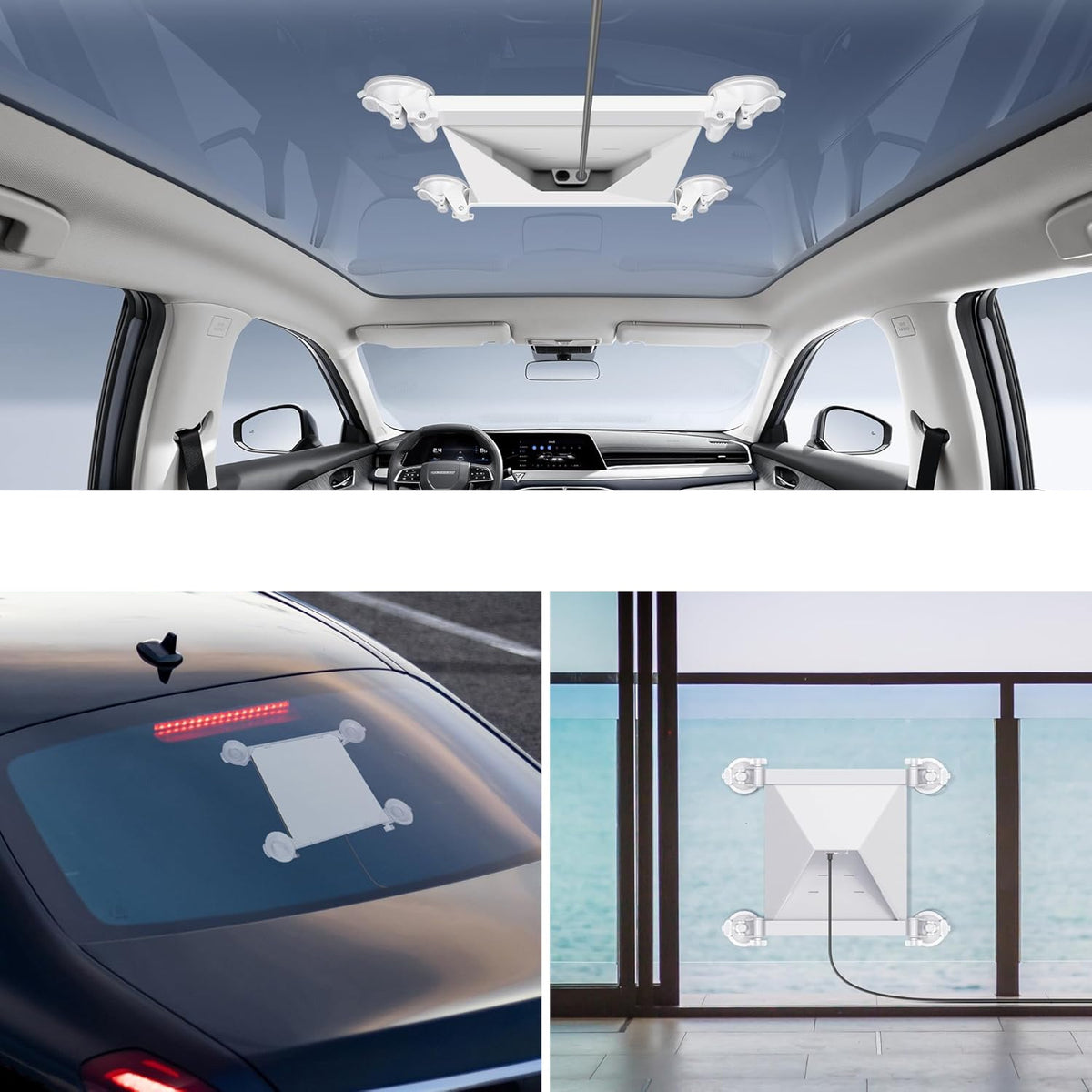 IKARVR holder for car windows and roofs with suction cups for Starlink Manufacturer code SLWL-MINI-CSUP-WH
