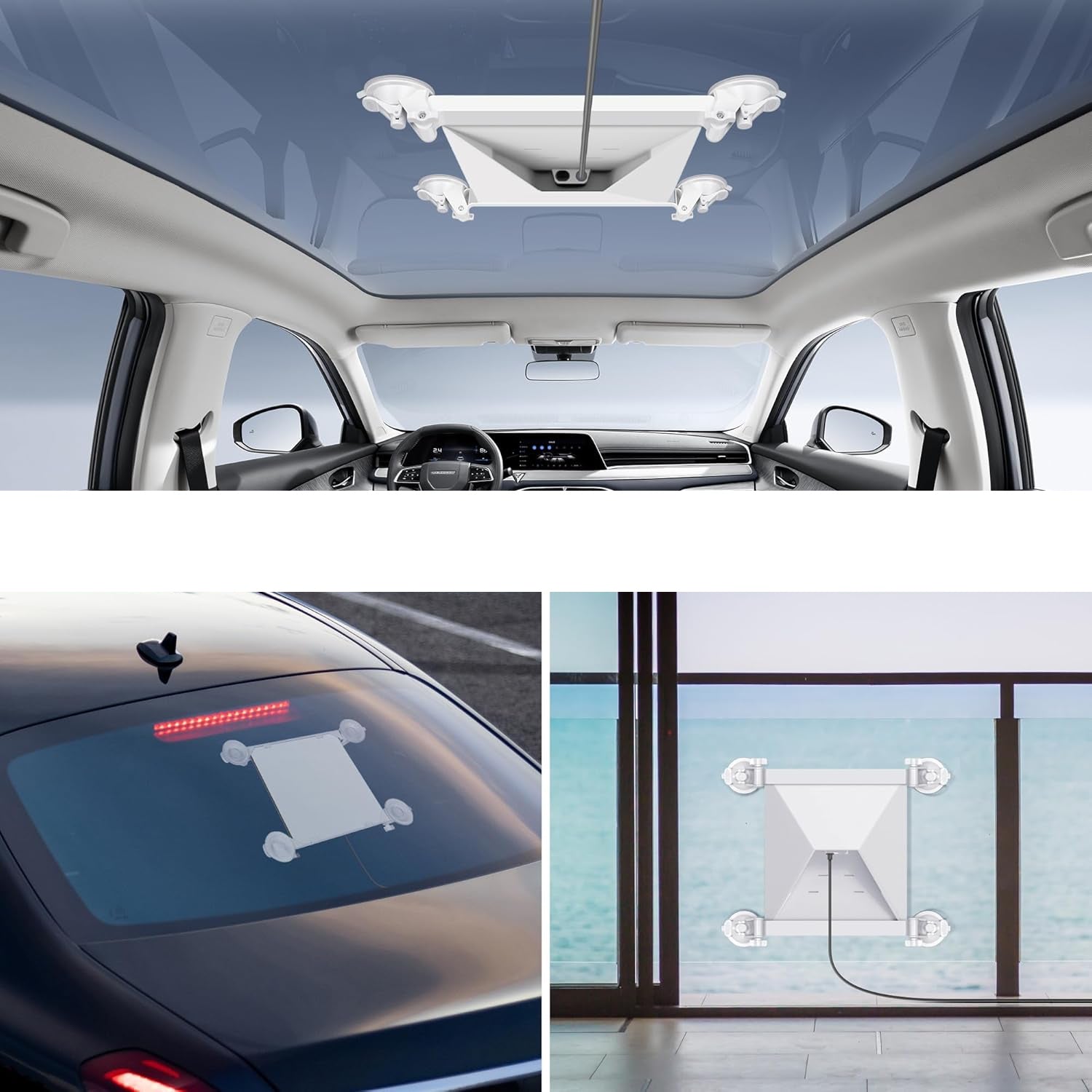 IKARVR holder for car windows and roofs with suction cups for Starlink Manufacturer code SLWL-MINI-CSUP-WH