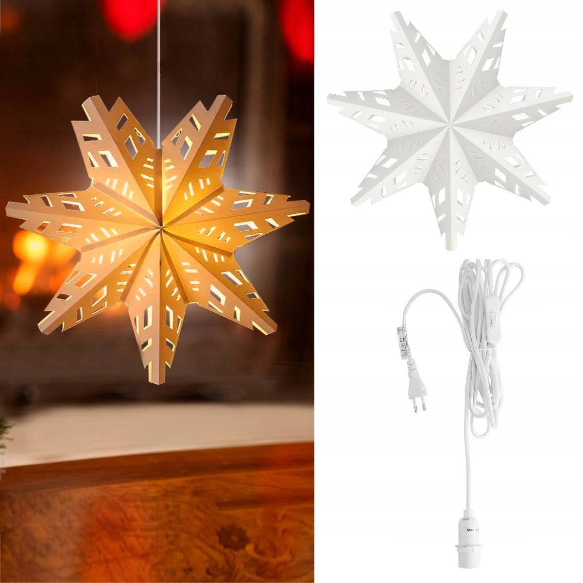 IKEA STRALA - HANGING LAMP snowflakes 48 cm