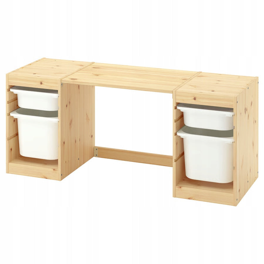 IKEA TROFAST Desk with container light pine /white 124x44x52cm