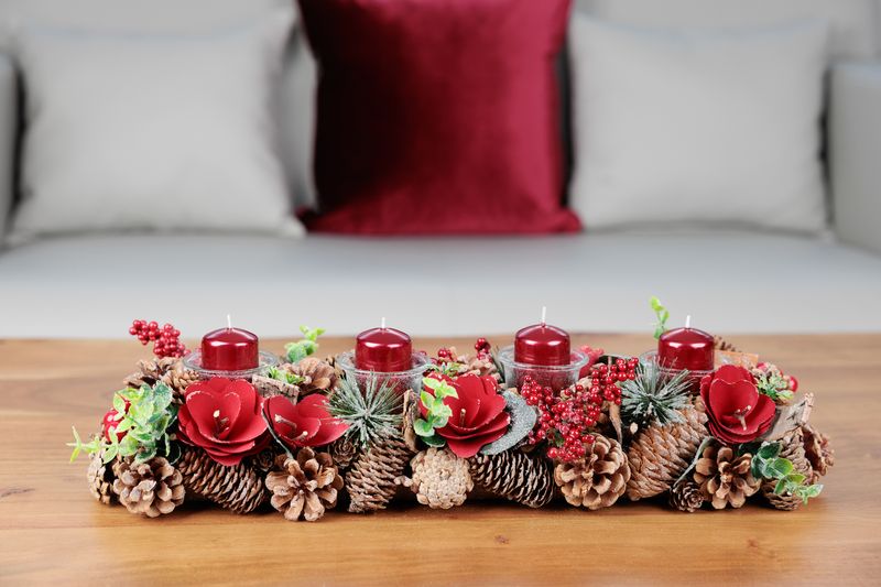 IKEBANA DEKORÁCIA Vianoce PRÍRODNÝ ADVENTNÝ 50X16X9 CM Brand Magic Home