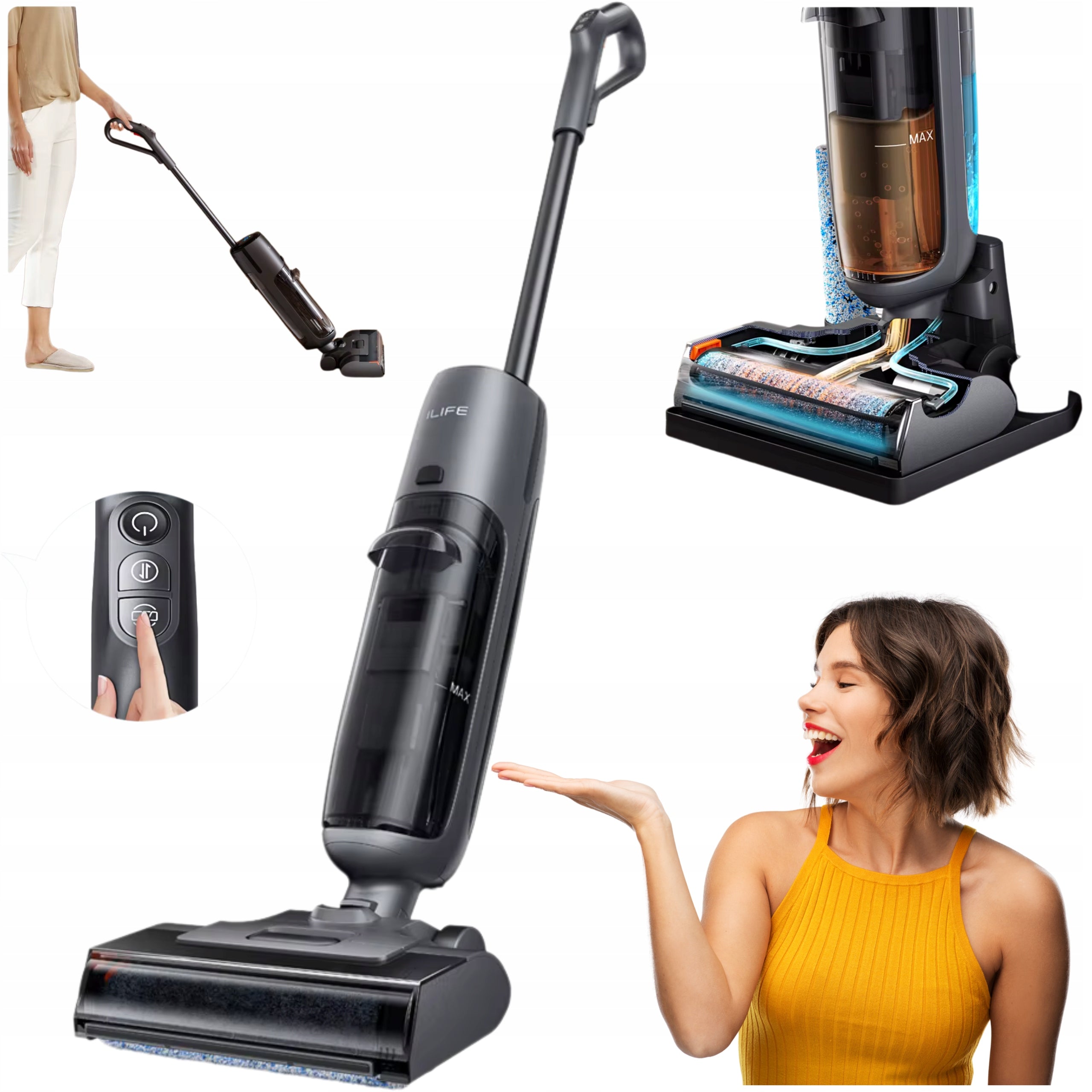 ILIFE W90 CORDLESS MOPPING VACUUM CLEANER VERTICAL WET MOP 2IN1
