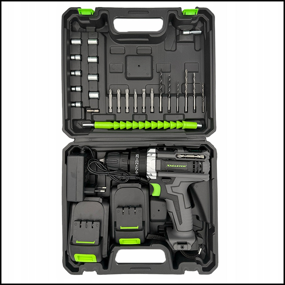 IMPACT DRILL CORDLESS SCREWDRIVER BITS CAPS SUITCASE SET 2xAKU Manufacturer code AKUMULATOROWA WKRĘTARKA UDAROW Z WIERTŁAMI V2