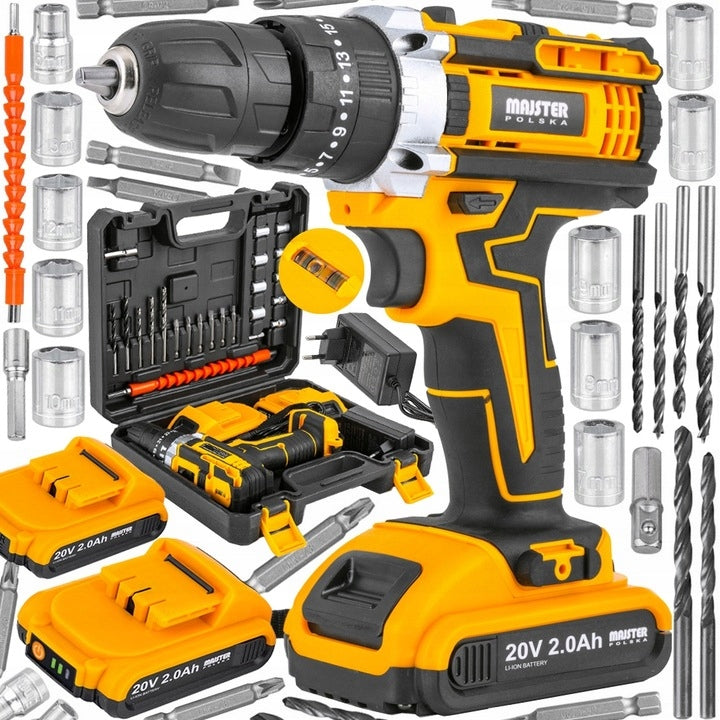 IMPACT Drill Cordless Screwdriver SUITCASE 2xAKU 20V MP0424 Caps