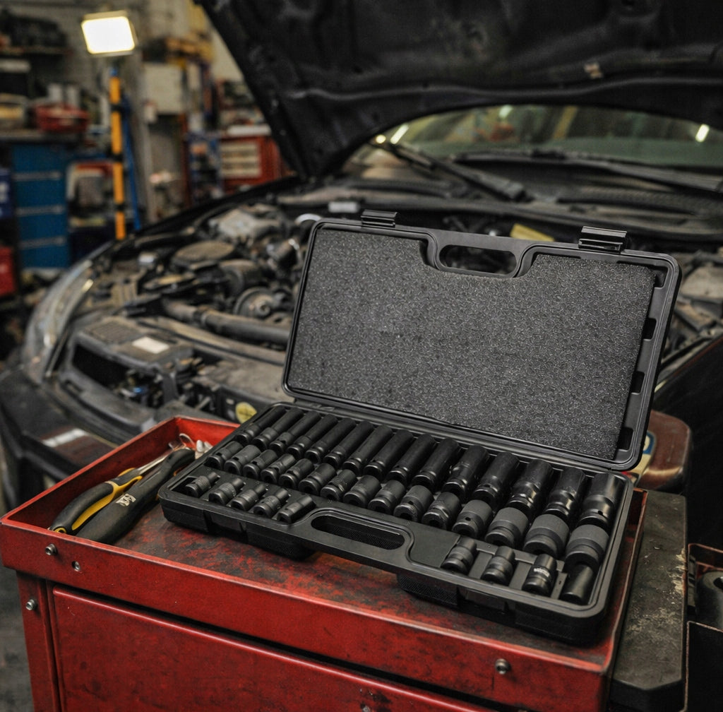 IMPACT SOCKET SET 8-32 IMPACT SOCKETS 1/2 STROKE 35 el SUITCASE Cr-Mo Brand Vorfal