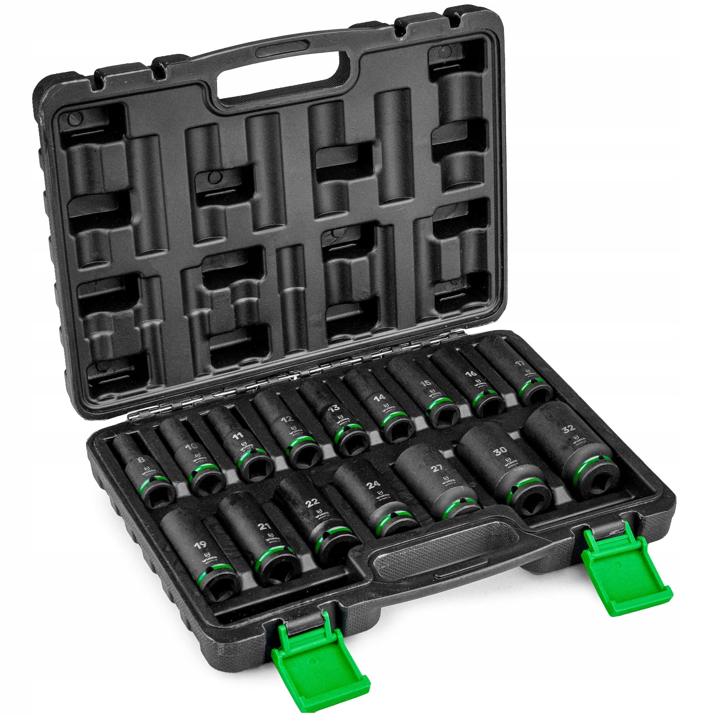 IMPACT SOCKET SET FOR WRENCH 16 PCS 1/2'' LONG 8-32 MM SUITCASE Packaging status original