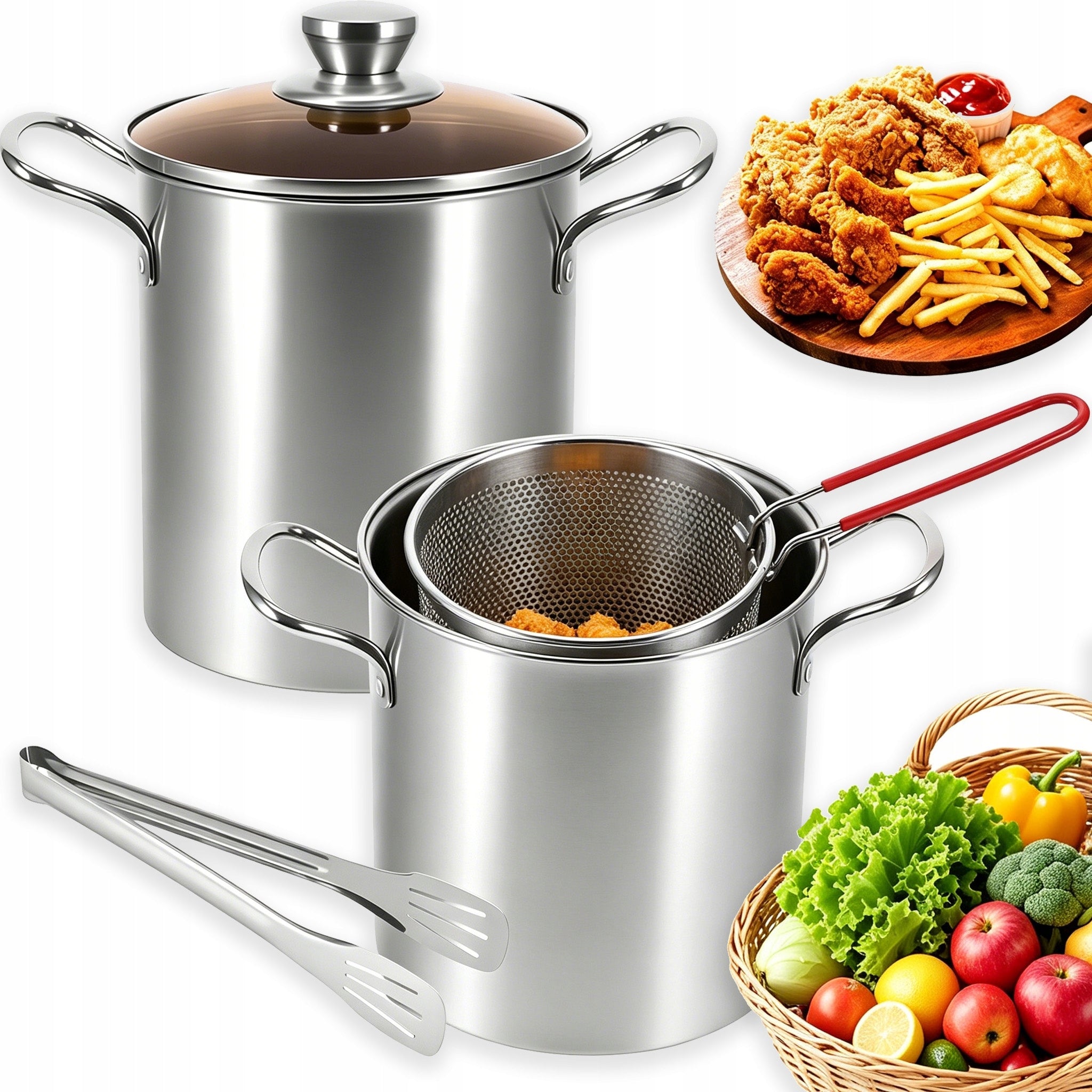 INDUCTION AIR FRYER 3L STAINLESS STEEL WITH HEAT-INSULATING HANDLE