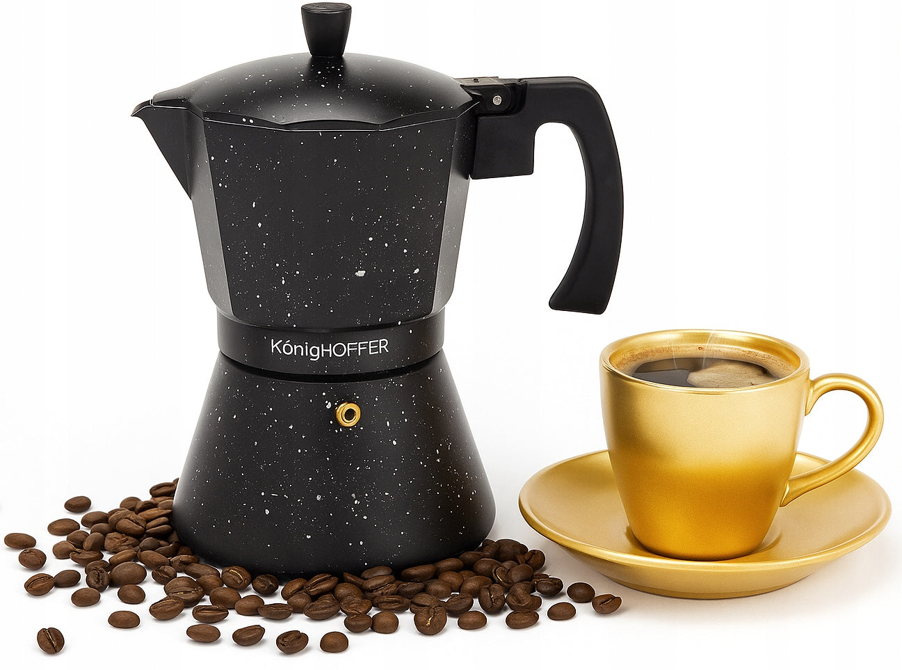 INDUCTION COFFEE MAKER ITALIAN KonigHOFFER Black Granite Marble 720 ml