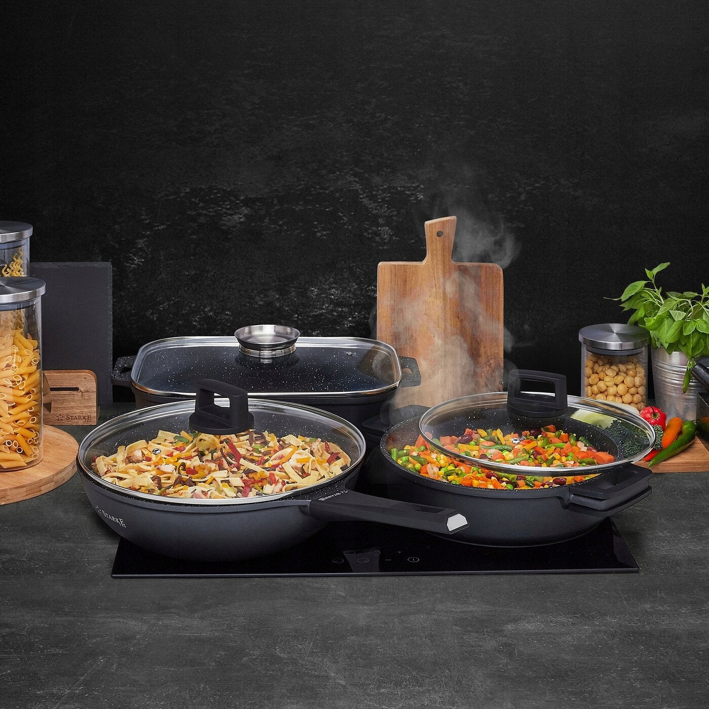 INDUCTION PAN WITH LID HANDLES Starke Pro Taylor Marble 28 x 7,5cm Brand Starke Pro
