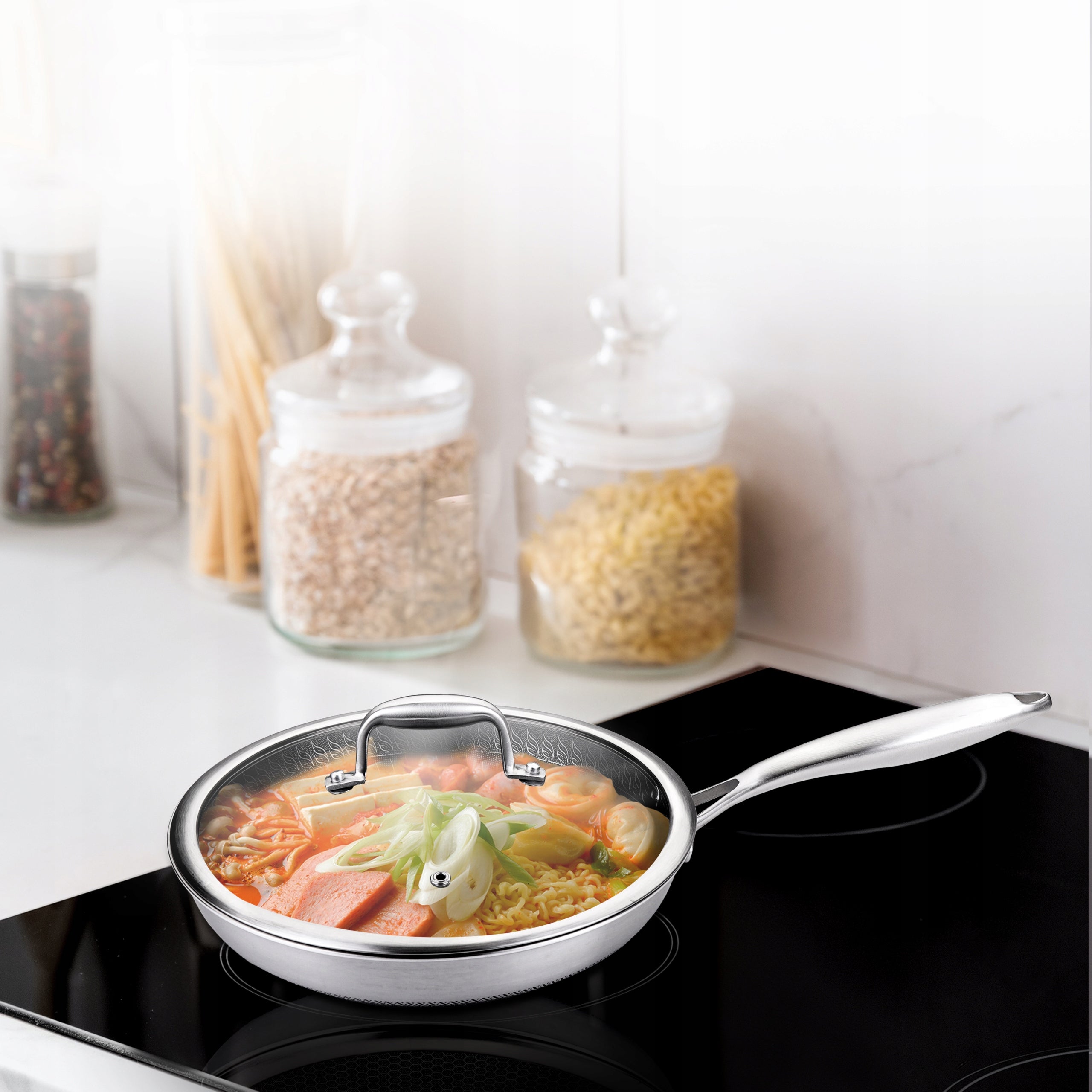 INDUCTION PAN WITH LID STAINLESS STEEL NUTRICHEF 30 CM Packaging status original