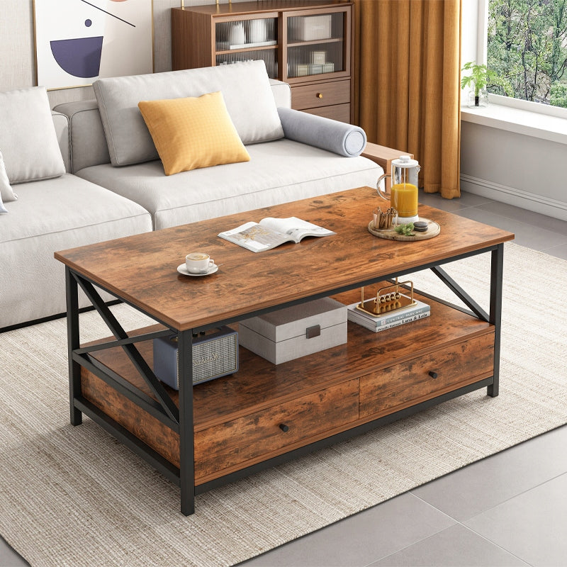 INDUSTRIAL BENCH WOODEN COFFEE TABLE LOFT DRAWERS FOR LIVING ROOM 100CM EAN (GTIN) 5904890437876