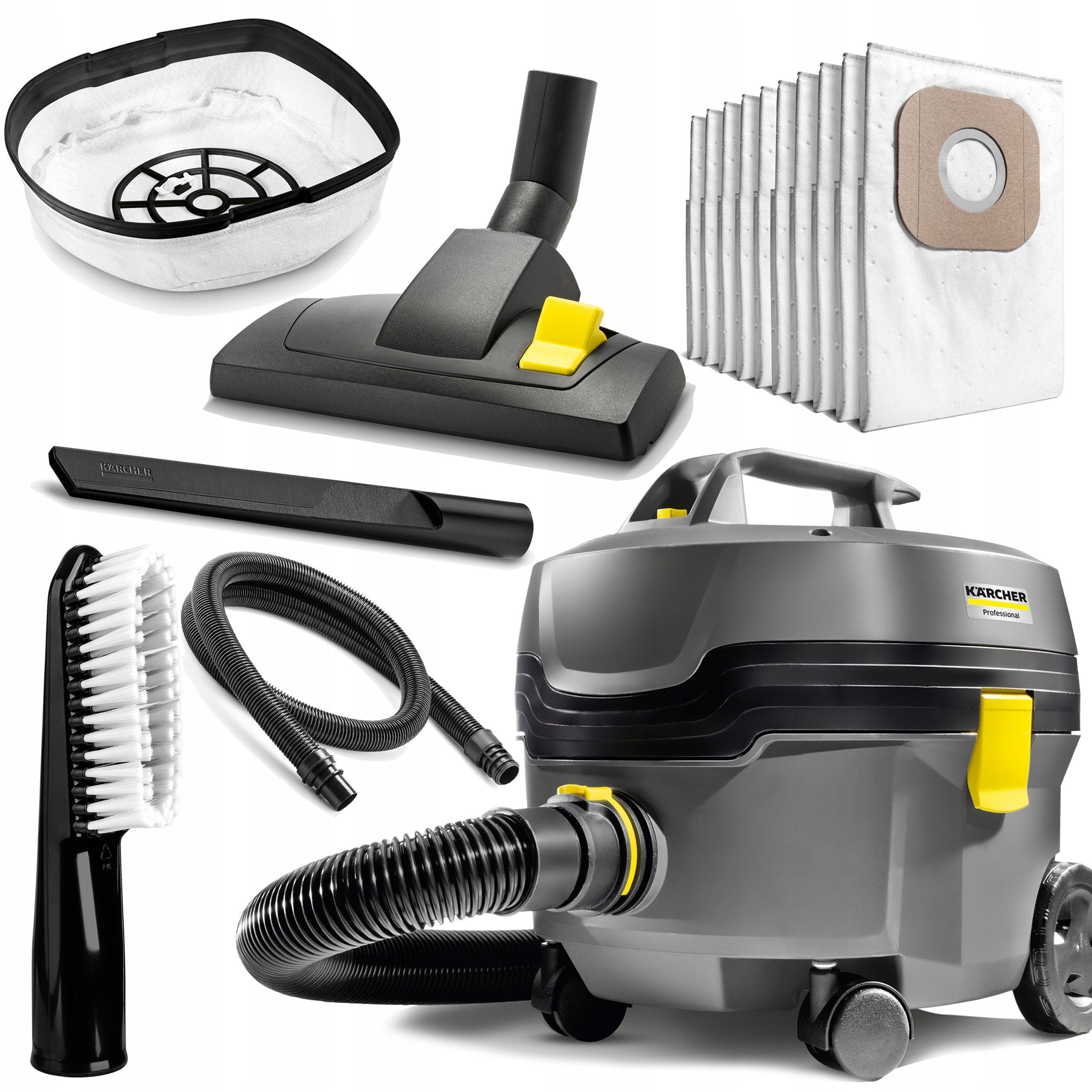 INDUSTRIAL VACUUM CLEANER UNIVERSAL QUIET KARCHER T 7/1 +10x BAGS + 2 SUCTION CUPS