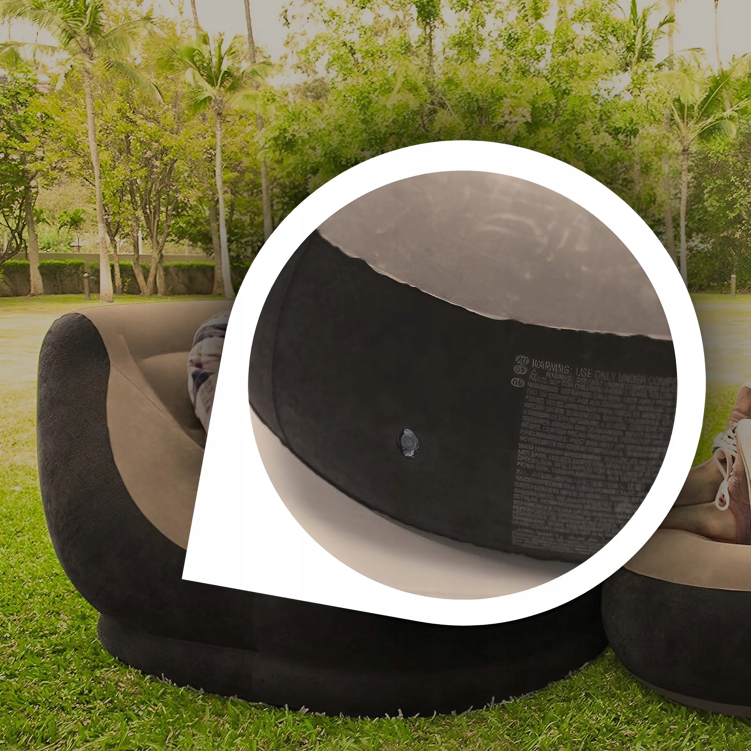 INFLATABLE CHAIR POUF BEACH LOUNGER WITH FOOTREST INFLATABLE CHAIR Length (longer side) 116 cm