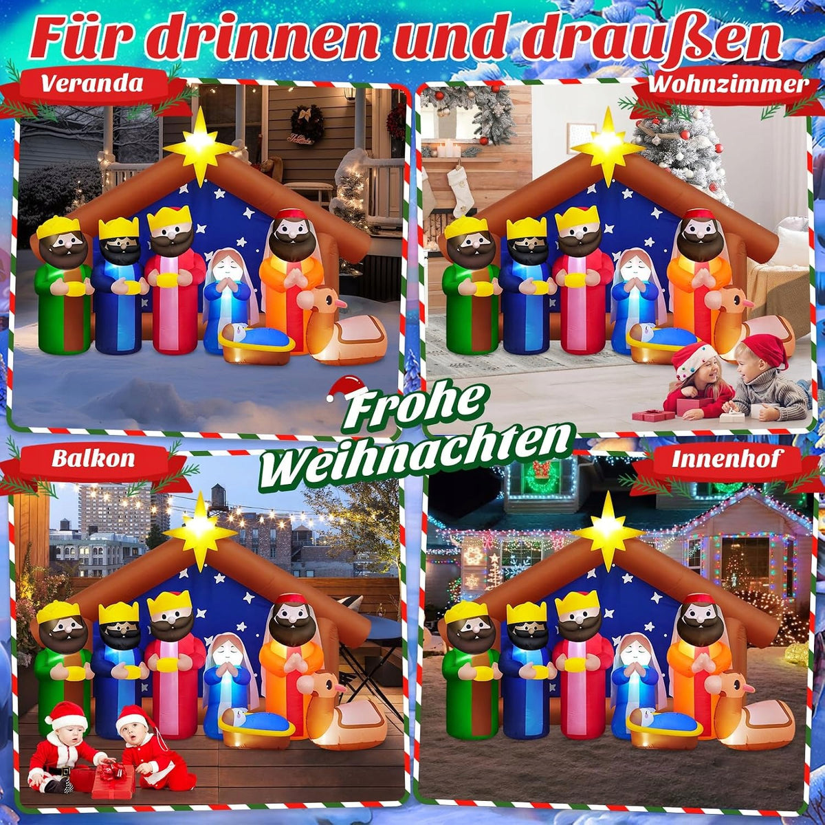 INFLATABLE CHRISTMAS NATIVITY SCENE 240CM LED GARDEN CHRISTMAS DECORATION Manufacturer code DMUCHANA SZOPKA BOŻONARODZENIOWA 240 CM LED