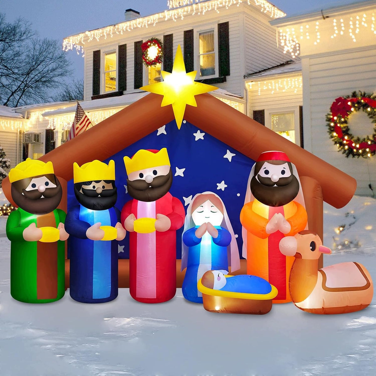 INFLATABLE CHRISTMAS NATIVITY SCENE 240CM LED GARDEN CHRISTMAS DECORATION