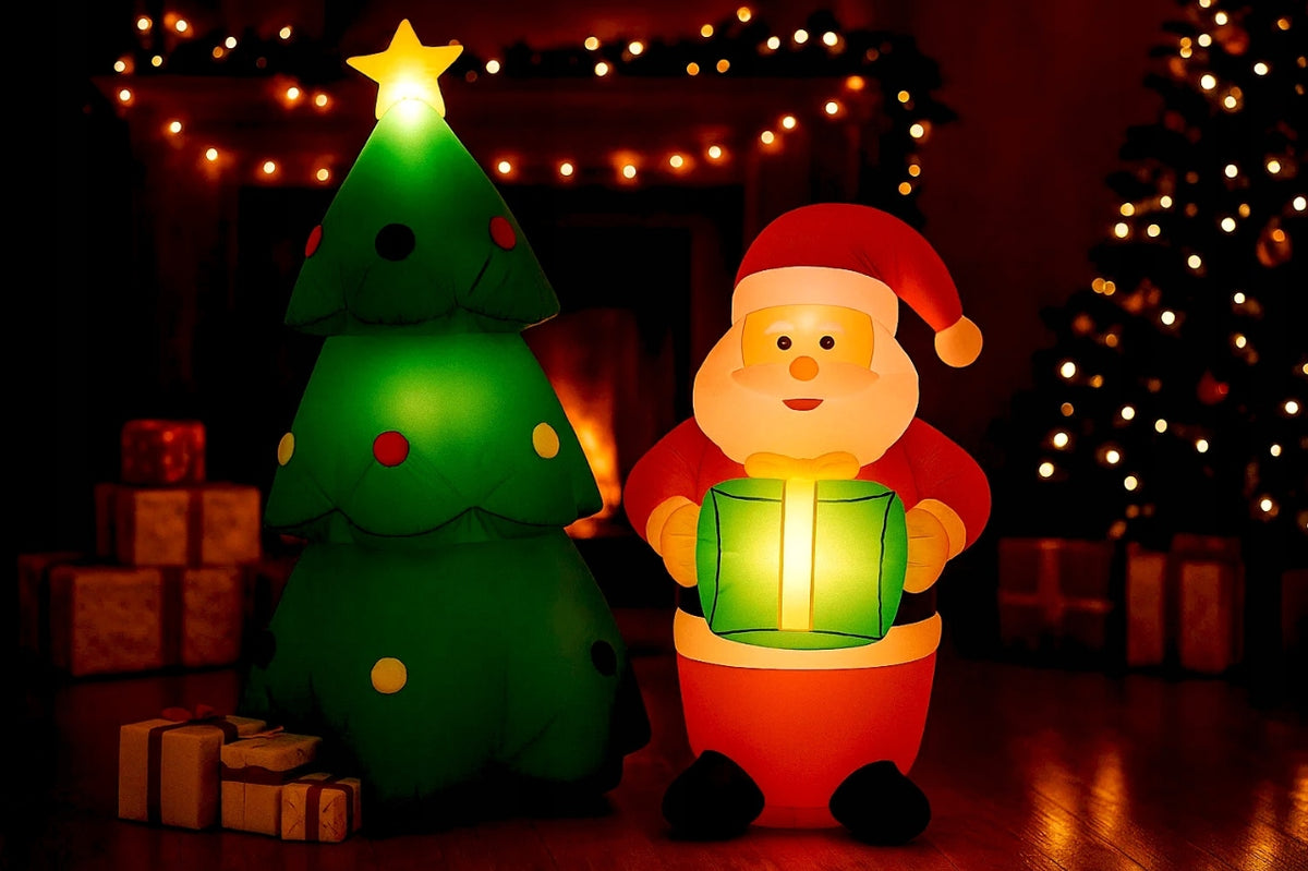 INFLATABLE CHRISTMAS TREE DECORATIONS AND SANTA CLAUS LED Manufacturer code Dmuchana choinka sztuczna gwiazdor mikołaj