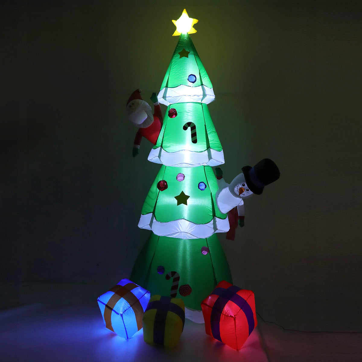 INFLATABLE CHRISTMAS TREE WITH GIFTS 2,4m ILLUMINATED LED Blower Christmas Ornament Brand no brand