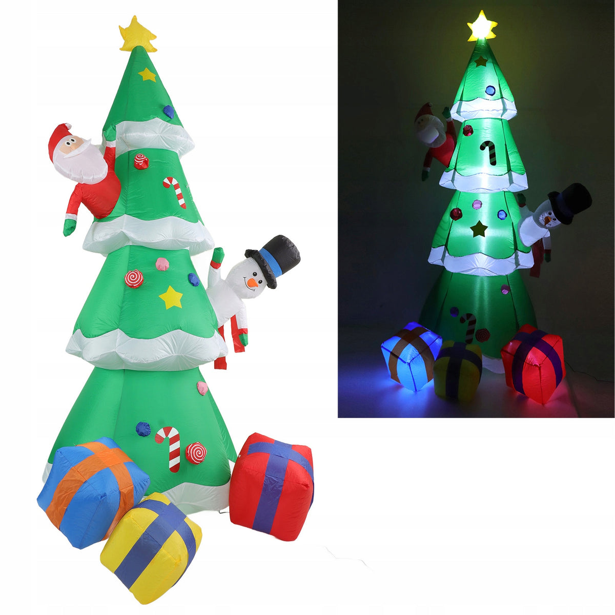 INFLATABLE CHRISTMAS TREE WITH GIFTS 2,4m ILLUMINATED LED Blower Christmas Ornament